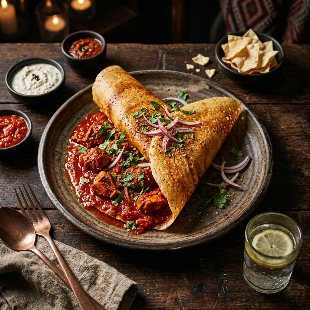 Chicken Vindaloo Dosa