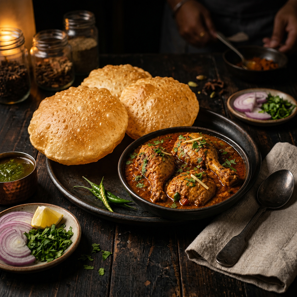 Poori with Chicken (3pc)